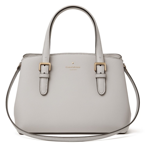 Kate Spade Dove Grey Leather Satchel Roomy Crossbody Tote Bag